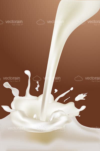 Milk Poured from Above in Splash